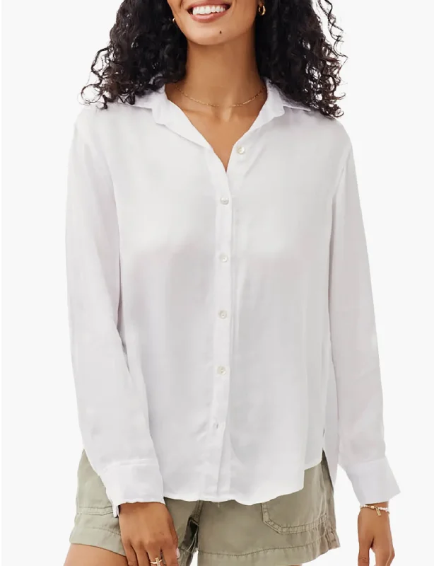 Side Slit Button Down Shirt, White