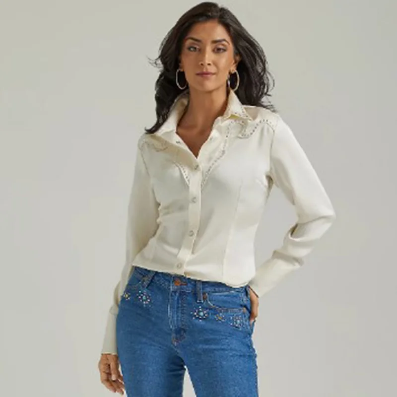 Wrangler Women's Antique White Satin Shirt