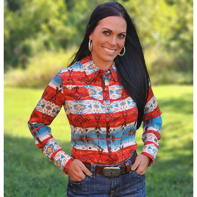 Wrangler Red/Blue Southwest Pearl Snap L/S