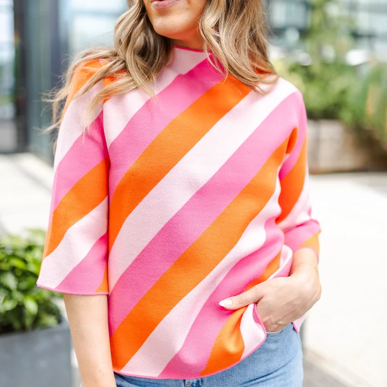 Phoebe Sweater Pink Orange Stripe