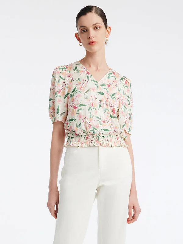 Silk Floral Loose Women Blouse