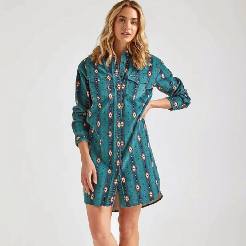 Wrangler Women's Teal Aztec Shirt Dress