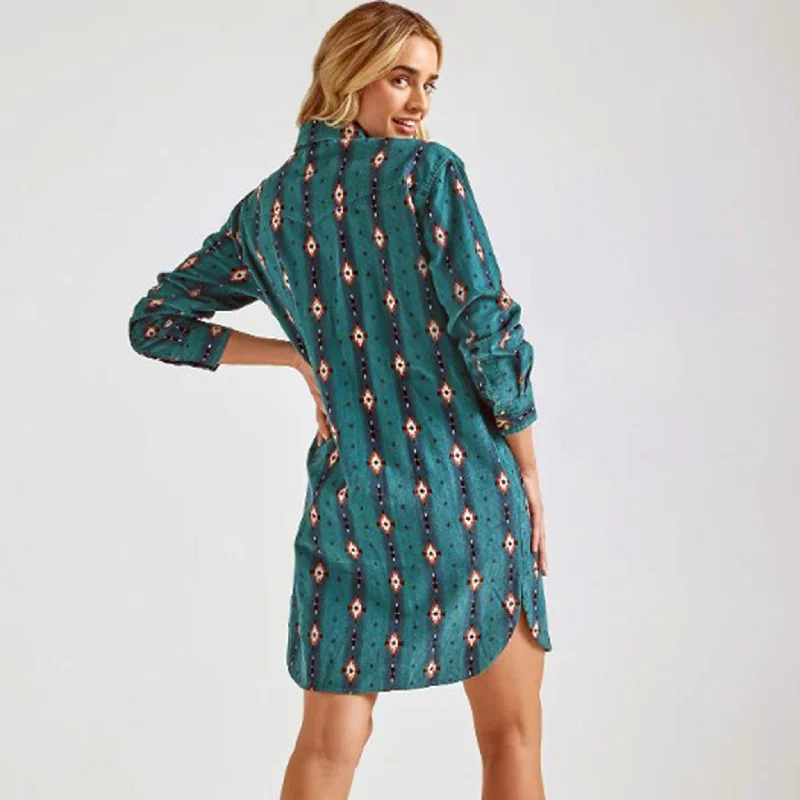 Wrangler Women's Teal Aztec Shirt Dress