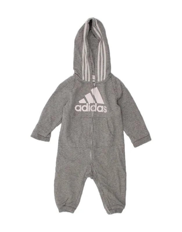 ADIDAS Baby Boys Graphic Jumpsuit 12-18 Months Grey Cotton