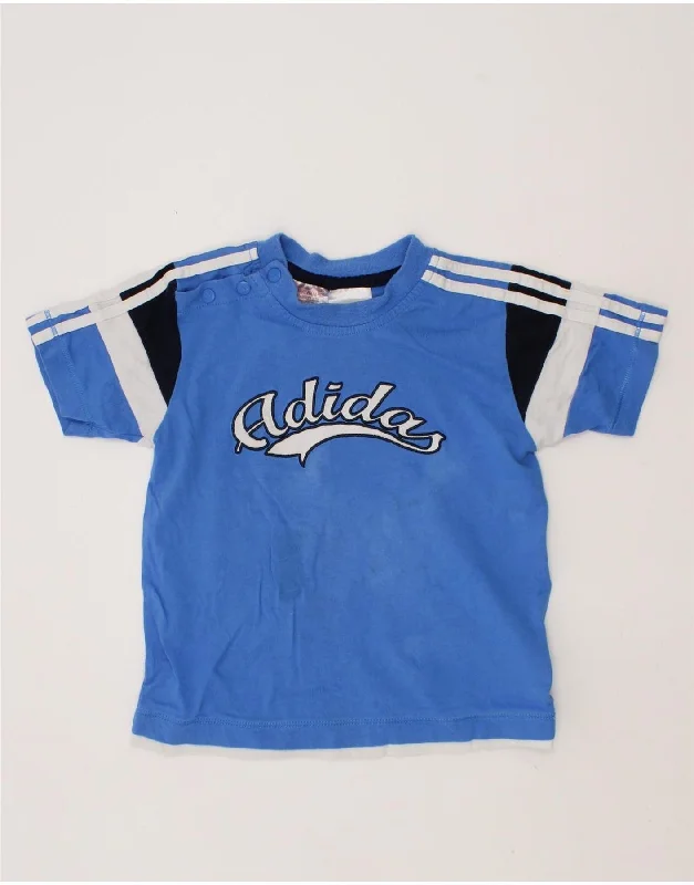 ADIDAS Baby Boys Graphic T-Shirt Top 12-18 Months Blue Colourblock Cotton