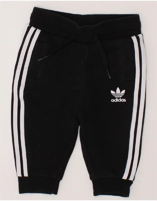 ADIDAS Baby Boys Joggers Tracksuit Trousers 6-9 Months Black Cotton