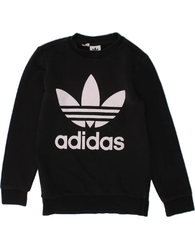 ADIDAS Boys Graphic Sweatshirt Jumper 4-5 Years Black Cotton