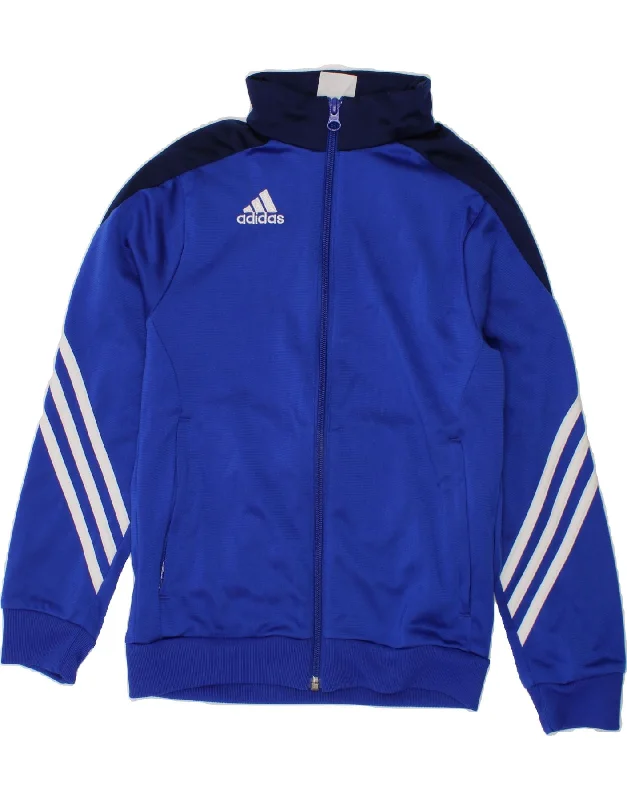 ADIDAS Boys Tracksuit Top Jacket 7-8 Years Small Blue Colourblock