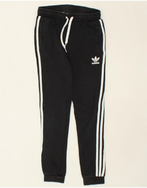 ADIDAS Boys Tracksuit Trousers Joggers 11-12 Years Black Cotton