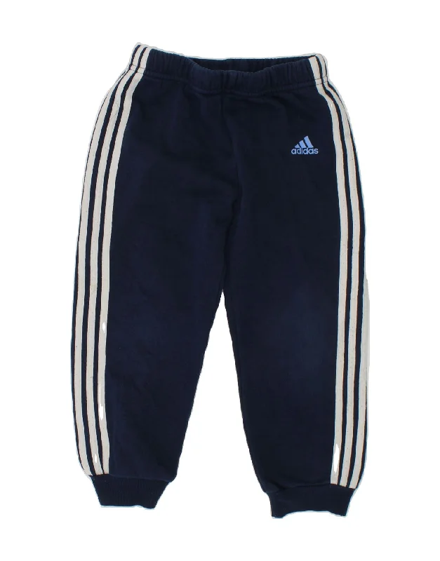 ADIDAS Boys Tracksuit Trousers Joggers 3-4 Years Navy Blue Cotton