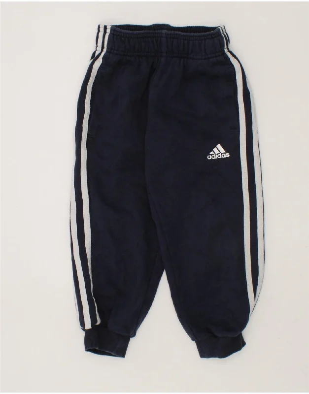 ADIDAS Boys Tracksuit Trousers Joggers 3-4 Years Navy Blue Polyester