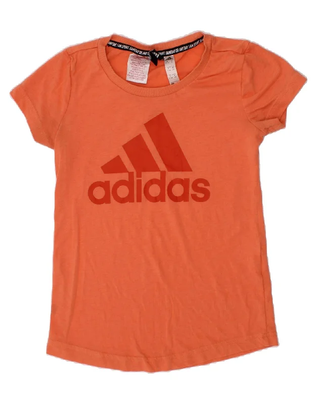 ADIDAS Girls Graphic T-Shirt Top 9-10 Years Orange