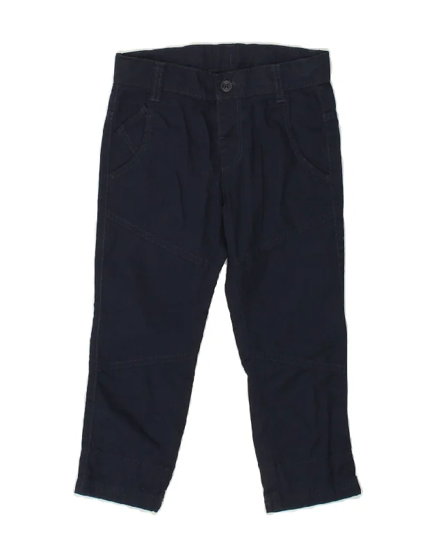 BENETTON Boys Graphic Straight Chino Trousers 3-4 Years W22 L16 Navy Blue