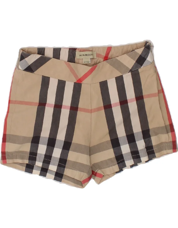 BURBERRY Girls Casual Shorts 4-5 Years W22 Beige Check Cotton