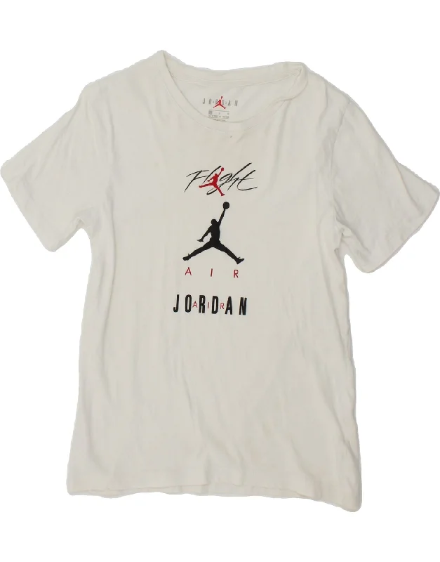 JORDAN Boys Graphic T-Shirt Top 12-13 Years Large  White Cotton