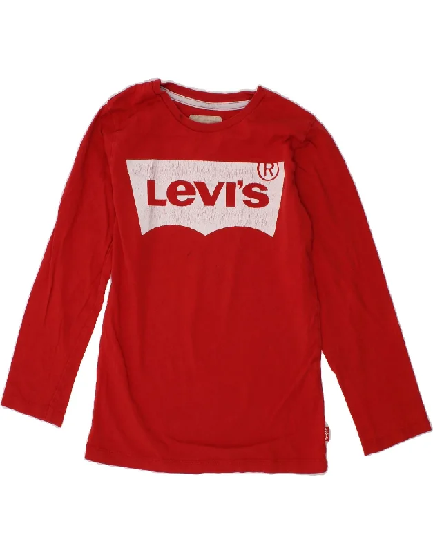 LEVI'S Boys Graphic Top Long Sleeve 7-8 Years Red Cotton