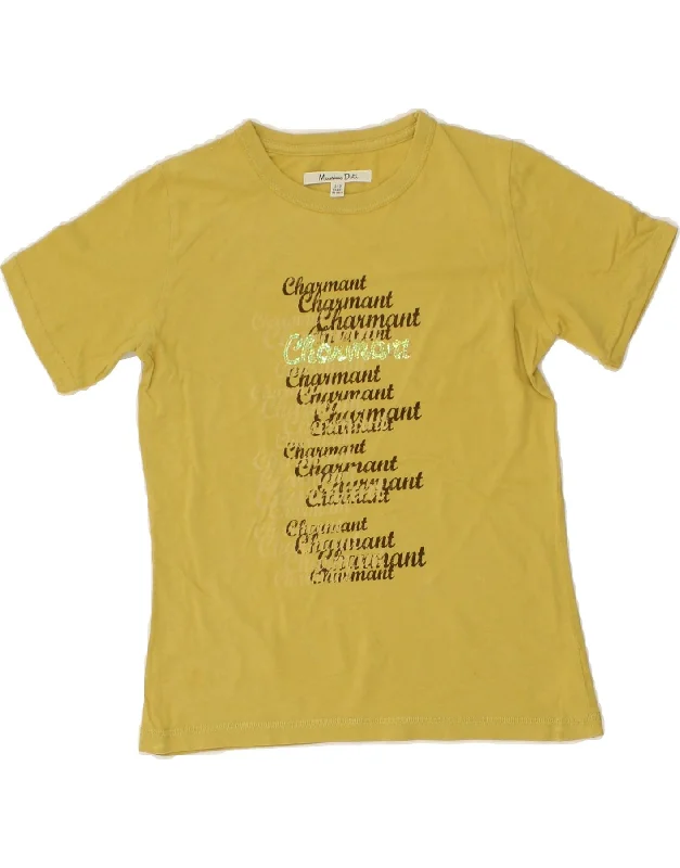 MASSIMO DUTTI Girls Graphic T-Shirt Top 11-12 Years Yellow Cotton