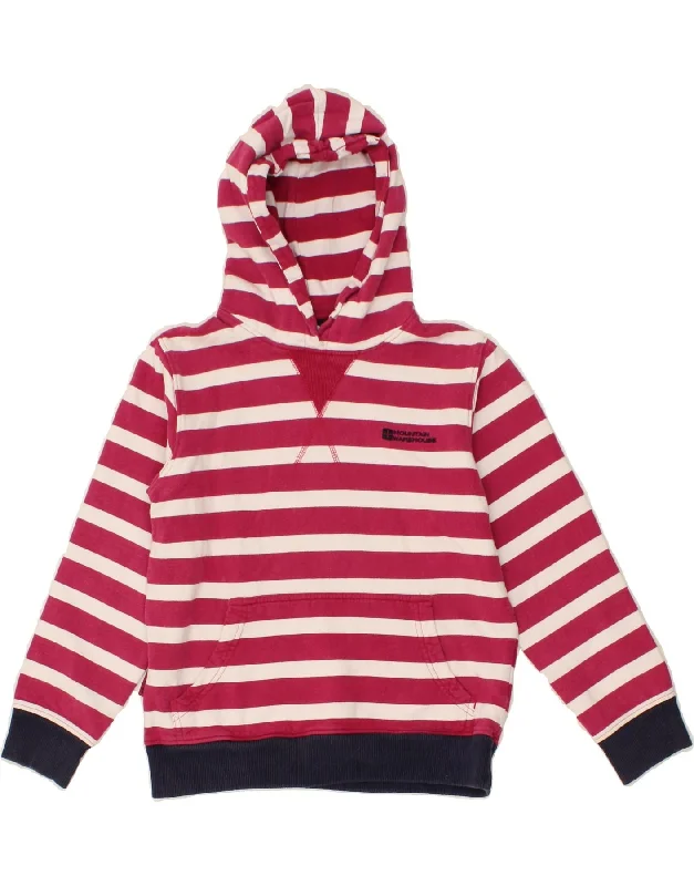 MOUNTAIN WAREHOUSE Girls Hoodie Jumper 9-10 Years Red Striped Cotton