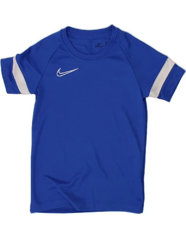 NIKE Boys Dri Fit Graphic T-Shirt Top 6-7 Years XS Navy Blue Polyester