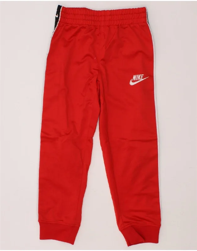 NIKE Boys Graphic Tracksuit Trousers Joggers 4-5 Years Small Red