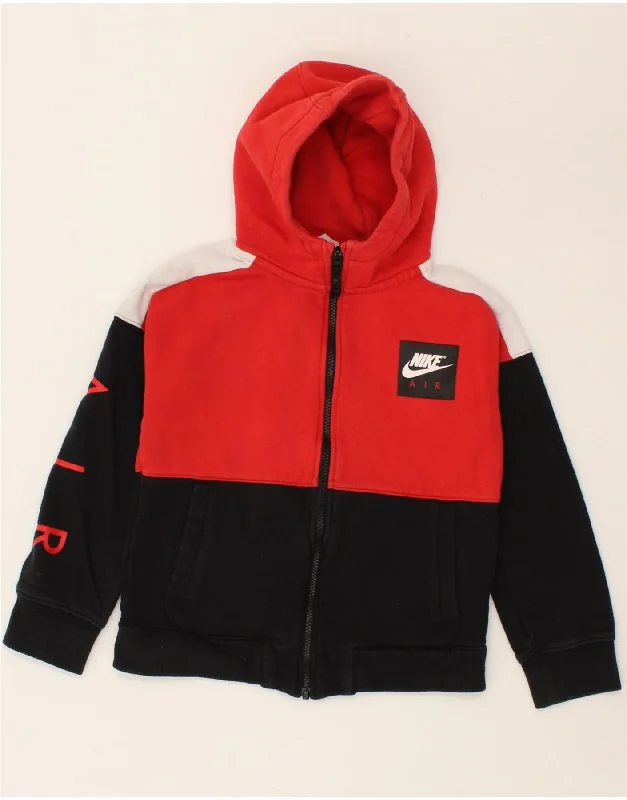 NIKE Boys Graphic Zip Hoodie Sweater 10-11 Years Medium  Red Colourblock