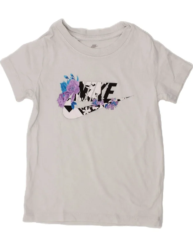 NIKE Girls Graphic T-Shirt Top 6-7 Years XS  White Cotton