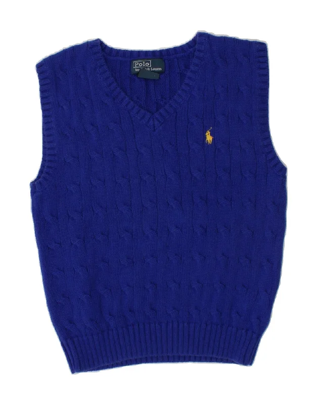 POLO RALPH LAUREN Boys Vest Tank Top 4-5 Years Navy Blue Cotton