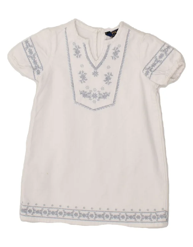 POLO RALPH LAUREN Girls Tunic Top 4-5 Years White Floral Cotton