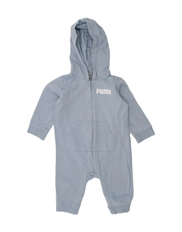 PUMA Baby Boys Graphic Hooded Jumpsuit 9-12 Months Blue Cotton