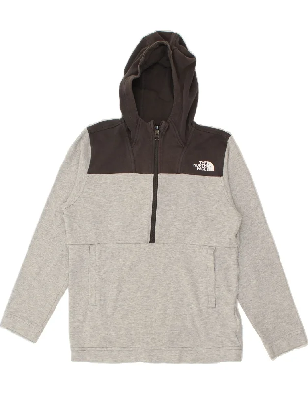 THE NORTH FACE Boys Tall Zip Neck Hoodie Jumper 14-15 Years XL Grey