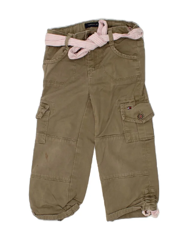 TOMMY HILFIGER Baby Girls Cargo Trousers 18-24 Months W18 L12  Khaki