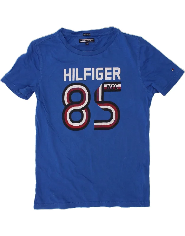 TOMMY HILFIGER Boys Graphic T-Shirt Top 11-12 Years Navy Blue Cotton