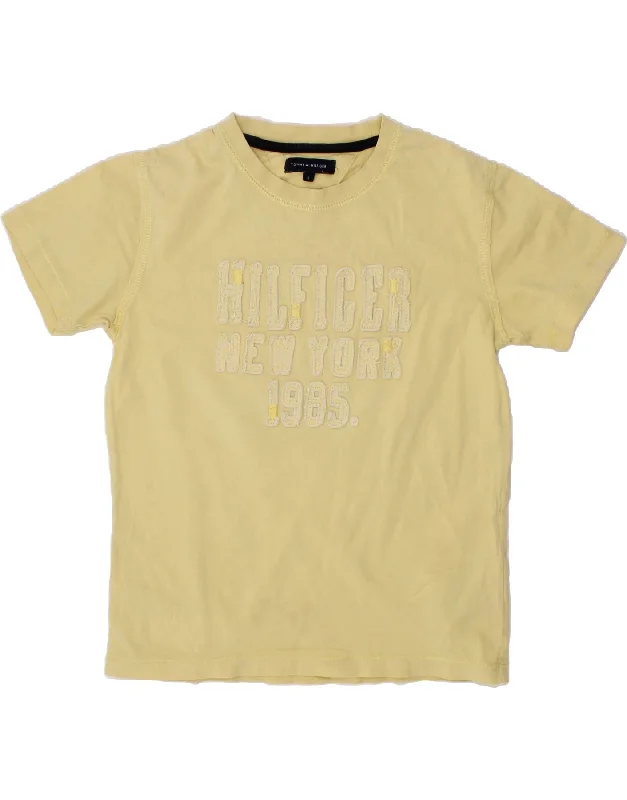 TOMMY HILFIGER Boys Graphic T-Shirt Top 7-8 Years Yellow Cotton