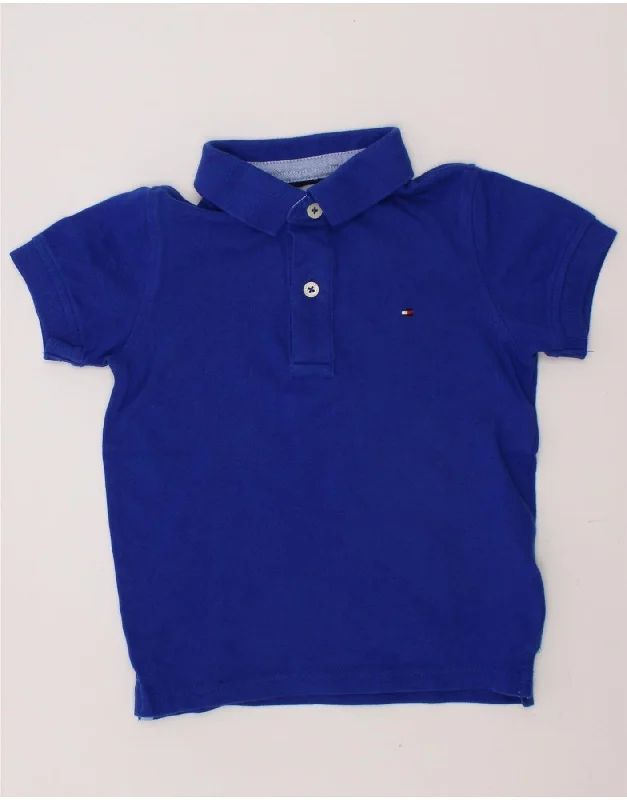 TOMMY HILFIGER Boys Polo Shirt 4-5 Years Navy Blue Cotton