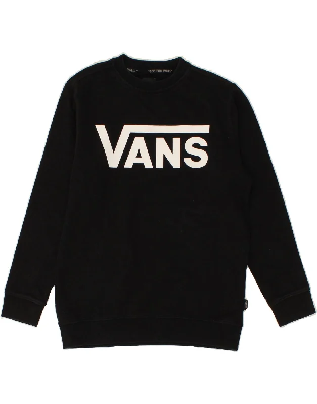 VANS Boys Graphic Sweatshirt Jumper 10-11 Years Medium Black Cotton