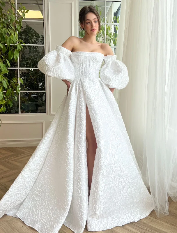 Allison Ivory Brocade Gown