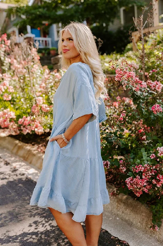 Farmers Market Cutie Chambray Mini Dress Curves