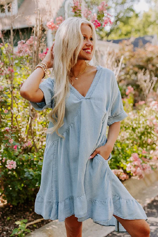 Farmers Market Cutie Chambray Mini Dress