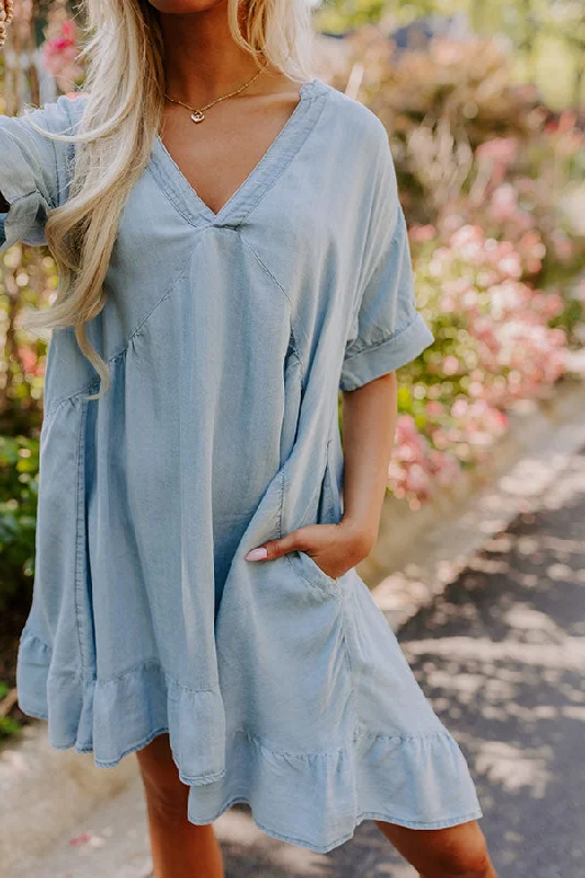 Farmers Market Cutie Chambray Mini Dress