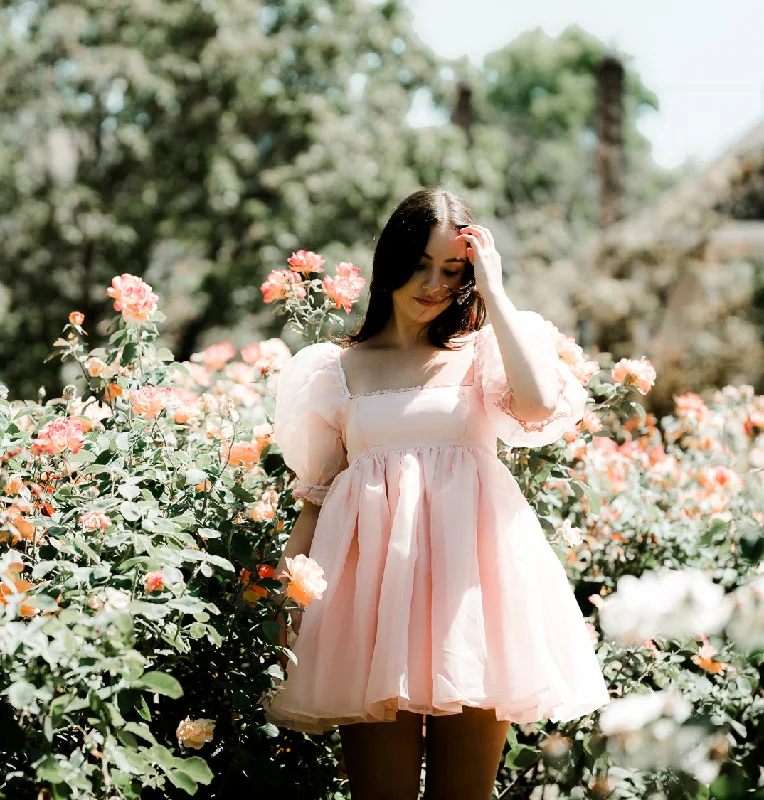 Georgie Pink Puff Sleeve Mini Dress