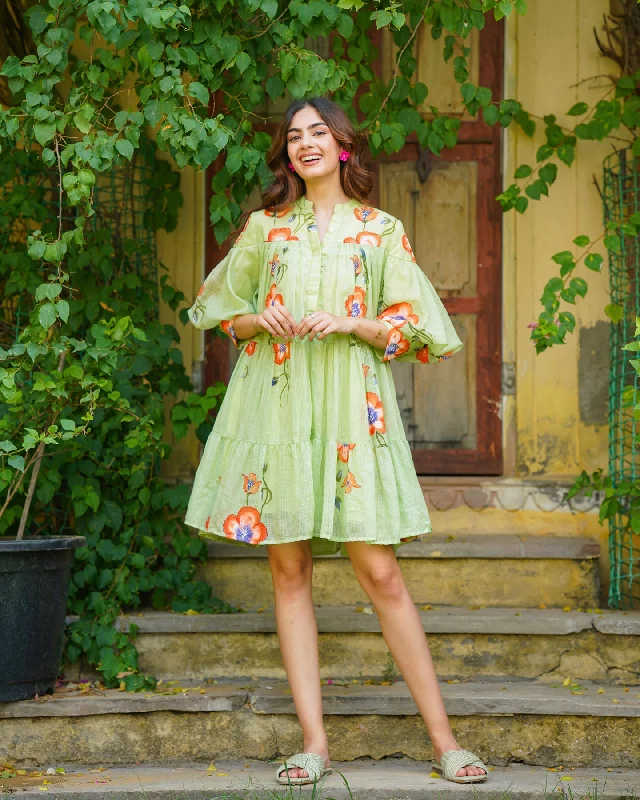 Green Tiered Floral Dress