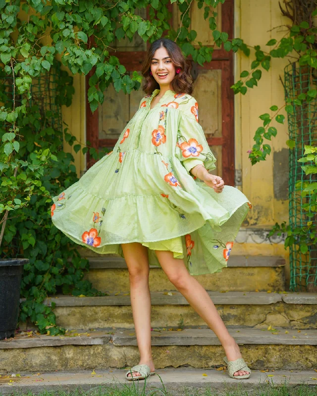 Green Tiered Floral Dress