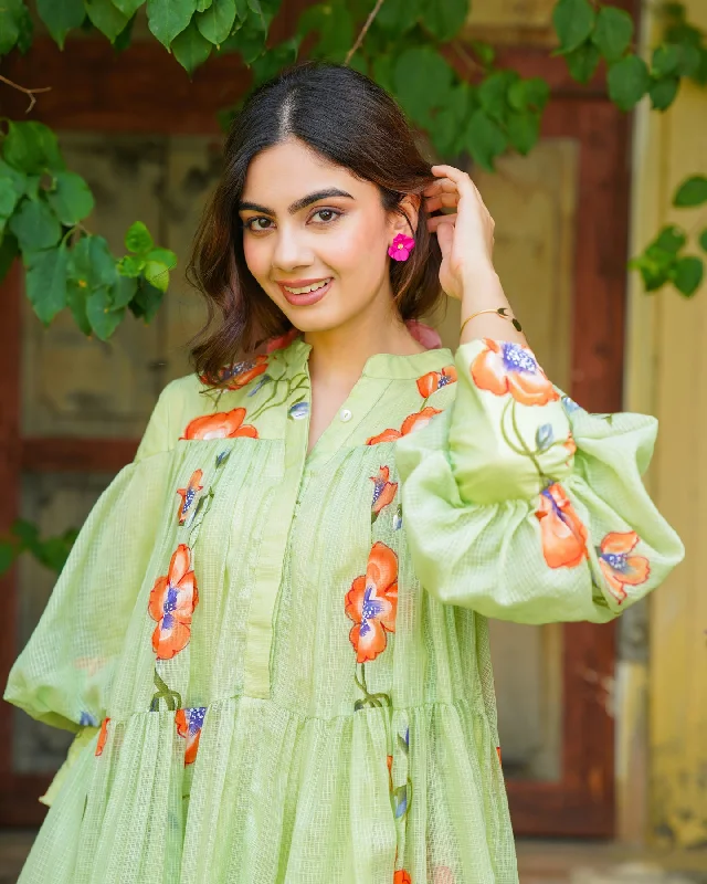 Green Tiered Floral Dress