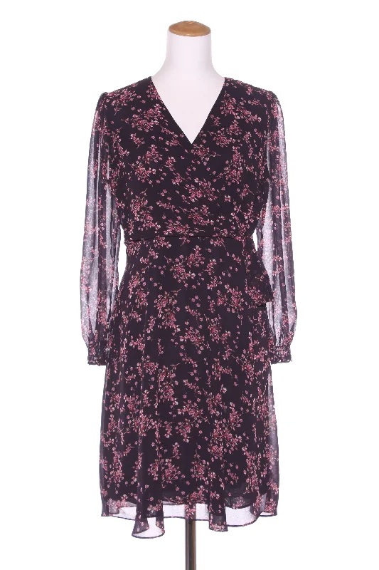 JACQUI.E - Purple floral faux wrap dress! 10