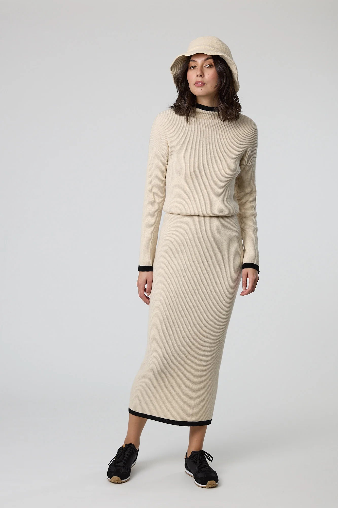 MARLOW - Cashmere + wool blend rib knit dress - Oatmeal! 12