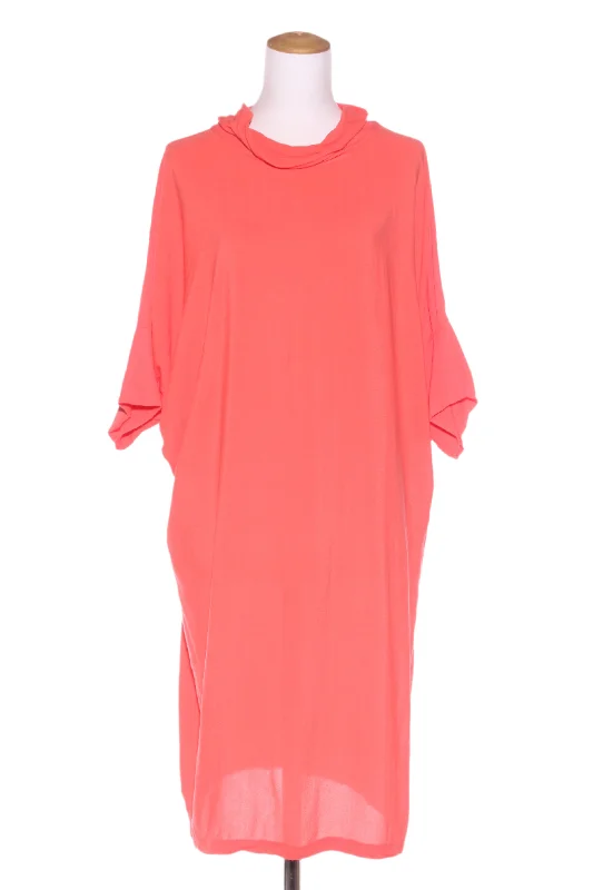 Polo neck coral viscose dress! 12-14