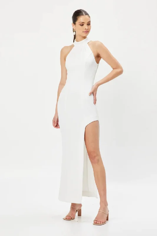 Miniata White Halter Gown