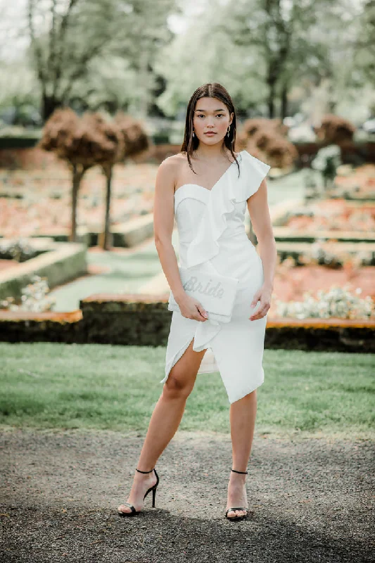 Bella One Shoulder White Midi Dress