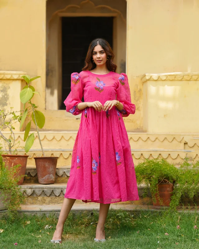 Pink Floral Handpainted Dress