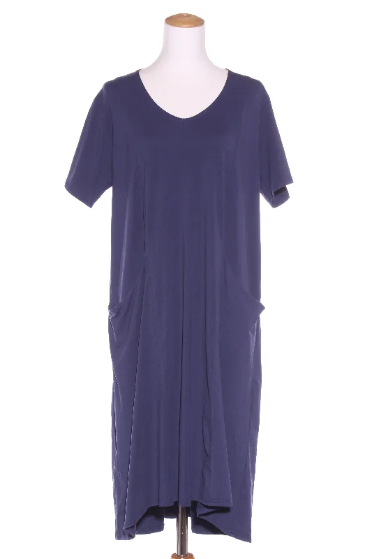 TIRELLI (BN) Navy drape pocket dress! 16